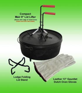 Dutch Oven Essential Tools Set   Lid Lifter, Lid Stand & Gloves, Great