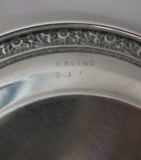 Vintage Dunkirk Sterling Silver Toothpick Urn Matching Tray Floral