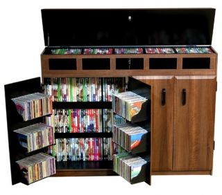 Walnut 843 CD DVD Media Storage Cabinet Shelf Rack Lock