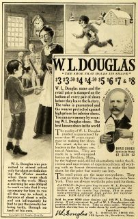 1918 Ad W. L. Douglas Shoes Pricing School Marm Bad Boy   ORIGINAL