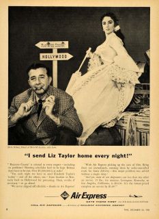 1956 Ad Air Express Dore Schary Liz Taylor Hollywood Original