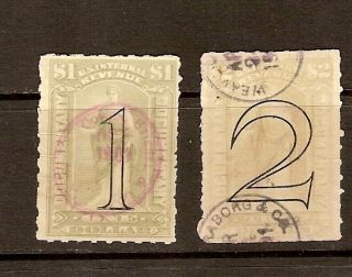 Revenue Used Documentary Scott R184 R185 Ornamental Numeral Surcharge