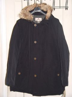 Mens Woolrich Black GOOSE Down Artic Parka Snorkel Jacket Coat Hood