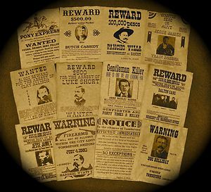 Doc Holliday Jesse James Tombstone Wyatt Earp Old West Wanted Posters