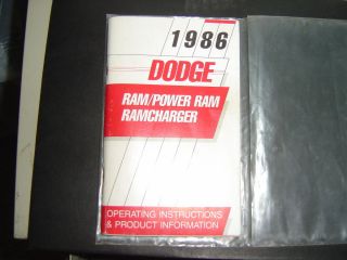 Dodge RAM Power RAM Ramcharger Truck Owners Manual 1986