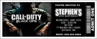 Set of 10 Call of Duty Personalized Ticket Invitations