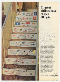 1969 McDonnell Douglas DC Jet Steps 61 Airline Logos Ad