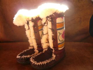 Handmade Mukluks Sheepskin Buffalo Elk Womens Size 9 Warm Boots made