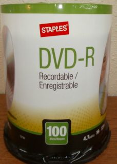 DVD R Staples 100 Discs N 1006B
