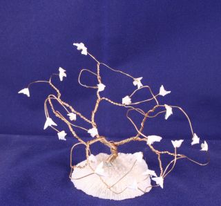 Vintage Miniature Wire Tree Sand Dollar Doves Sculpture Collectible