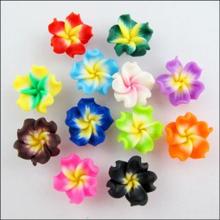 15pcs Mixed Polymer Fimo Clay Beautiful Flower Spacer Beads 15mm E348