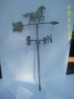 Vintage Brass Weather Vane, with Horse , N E S W, Solid Brass