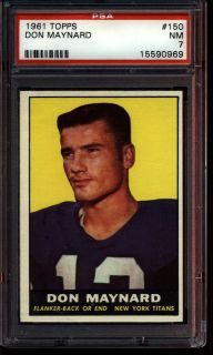 1961 Topps 150 Don Maynard Titans Rookie PSA 7 0969