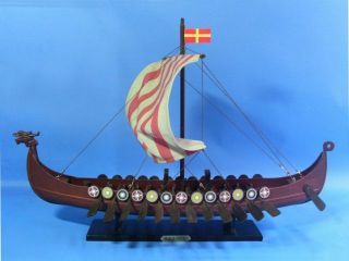 drakkar viking 24 sail boat model wooden ship new