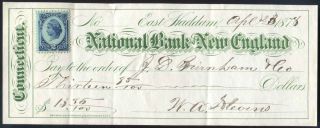 East Haddam, Connecticut National Bank of New England Bank Check