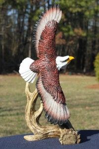 New Soaring Bald Eagle Statue on Deer Antler Sculpture Figurine 15