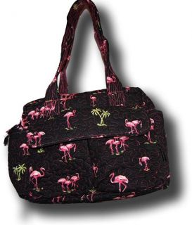 Donna Sharp Quilts Black Pink Flamingo Ava Tote Shoulder Diaper Travel