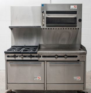 SOUTHBEND 4 BURNER DOUBLE RANGE OVEN STOVE GRILL AND SALAMANDER