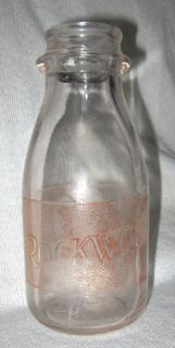 Rockwood Dairy Princeton NJ Vintage MILK Bottle Pint Pyro Squat Round