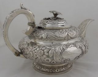  STERLING SILVER TEAPOT, DOUBLE GOURD   DUBLIN 1834   EXCEPTIONAL PIECE