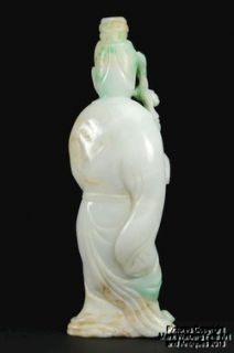  Jadeite Jade Figure of Guanyin Kwan Yin with Peach Branch, 19/20th C