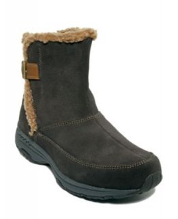 Easy Spirit New Travels Black Suede Embellished Faux Fur Casual Boots