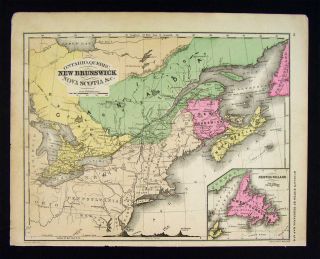 1874 McNally Map Canada New Brunswick Nova Scotia Newfoundland
