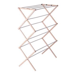 Durable Wood Folding Indoor Outdoor Clothes Drying Pole Rack NEW