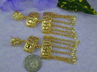 BEAUTIFUL DUBAI DANGLE EAST INDIA 22K 18K Gold GP Thai Earrings