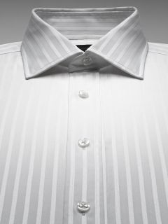 Duchamp London Alternating Stripe Shirt White Size 41cm 16 Slim Fit
