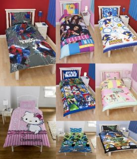 New Childrens Novelty Single Bed Sets Girls Boys Duvet Quilt Cover