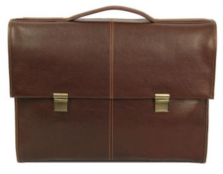Dr. Koffer Watson Suede Sided Briefcase Bag   Venetian Leather   Brown