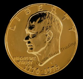  KT Gold Plated 1776 1976 Eisenhower Dollar Coin P Mint 1 Coin