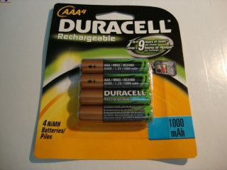 rechargeable aaa duracell battery 1000 MaH 4 Packs. 16 Batteries. ($