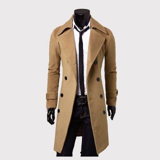 Slim Mens Trench Coat Winter Warm Long Jackets Outwear Double