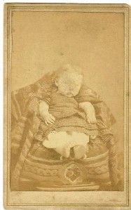 Post Mortem Dead Baby Girl Erie Infant CDV posed in Chair Picture