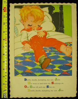 1930s Ruth E Newton Nursery Rhyme Mother GOOSE Print Deedle Deedle