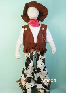 HALLOWEEN COWBOY DRESS UP COSTUME 6PC BIRTHDAY PARTY FANCY OUTFIT 4 6Y