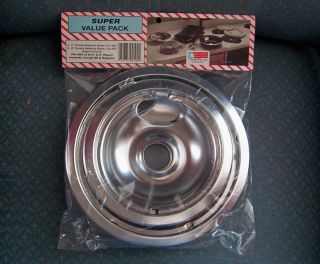 Range Kleen Chrome Plated Drip Pan (4) Pack Fits most Electrtic Ranges