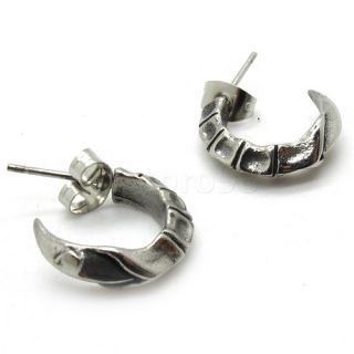 Mens gothic snake chine earrings tail ear pin chain 316L Stainless