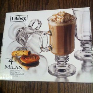   New Libbey Glass Brand Milan Irish Coffee Or Egg Nog Mug 4 Piece Set