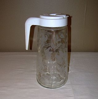 Neat Vintage Anchor Hocking Tang Juice 1 Qt. Frosted Floral Glass