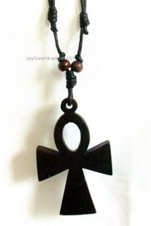 Ankh Egyptian Cross Adjustable Black Cord Mens Necklace