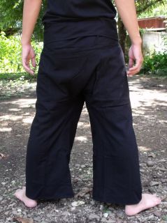 Wrap Thai Fisherman Pants Yoga Boho Trousers Black