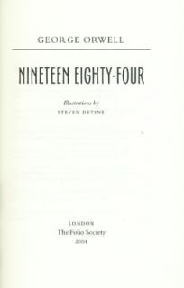 Nineteen Eighty Four by George Orwell London Folio Society HC 2003