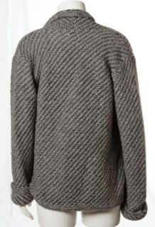 Eileen Fisher Petites Gray Organic Wool Alpaca Knit Wrap Sweater Sz PL