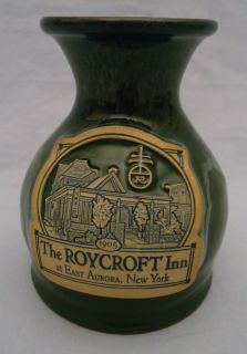  Pottery Handthrown 2010 Green Vase w ROYCROFT INN East Aurora New York
