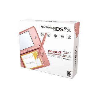  Nintendo DSi XL Handheld System Metallic Rose w 3 Pre Installed Games