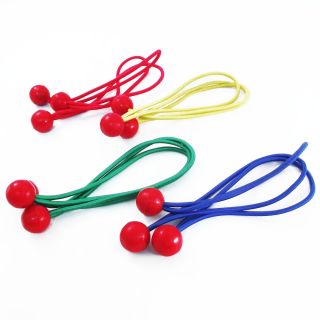 These are elastic cords, with plastic balls where the ends join. You