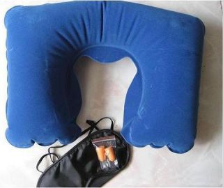  in 1 Inflatable Pillow Eye Shade Mask Blinder Ear Plugs Tourist